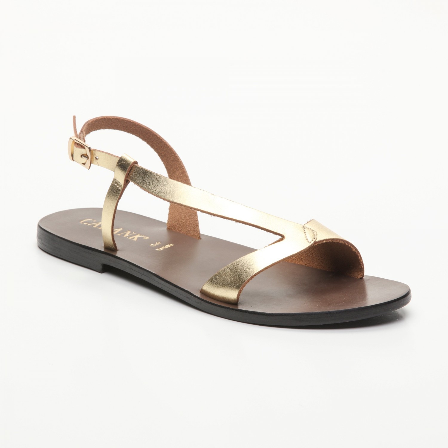 Sandales Flo Dark Gold Calank pour femme 100% Cuir