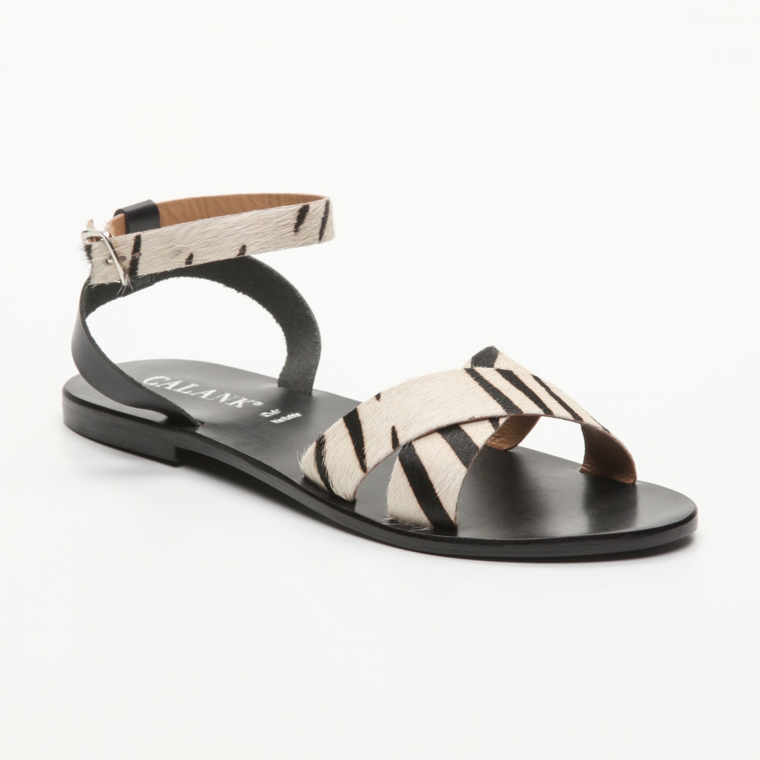 Sandales Mansi Zebra  et  Black Calank pour femme 100% Cuir