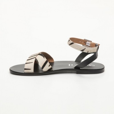 Sandales Mansi Zebra  et  Black Calank pour femme 100% Cuir