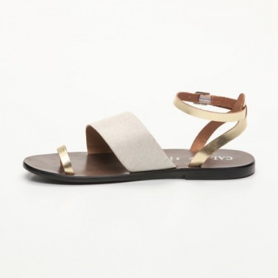 Sandales Posala Dark Gold  et  White Calank pour femme 100% Cuir