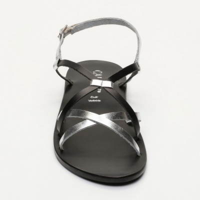 Sandales Rozene Silver  et  Black Calank pour femme 100% Cuir