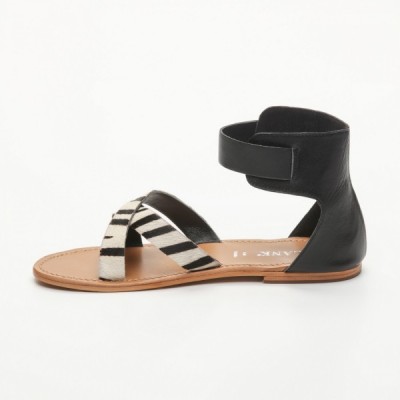 Sandales Embla Zebra  et  Black Calank pour femme 100% Cuir