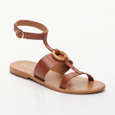 Sandales Jurre Camel Calank pour femme 100% Cuir