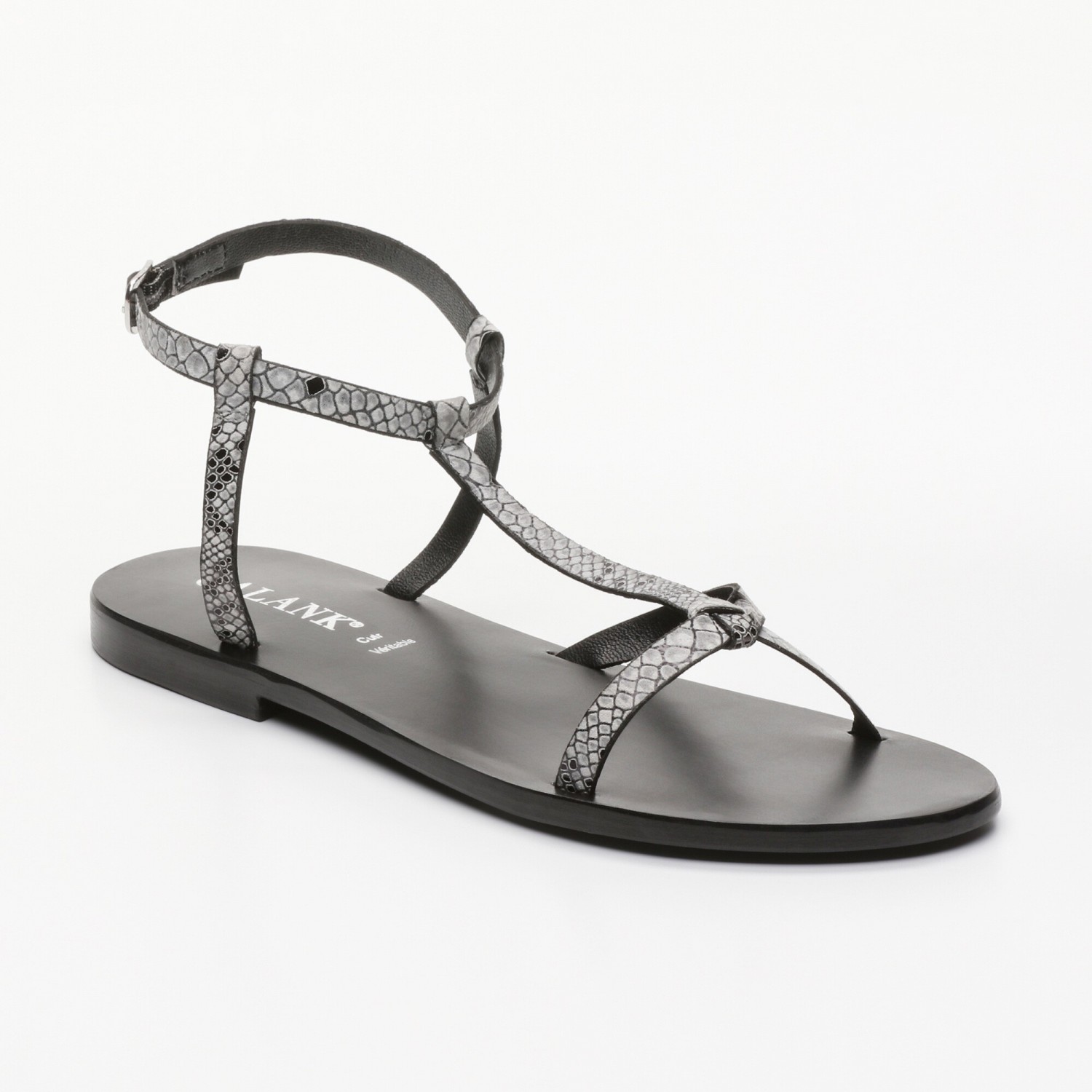 Sandales Benthe Black Python Calank pour femme 100% Cuir