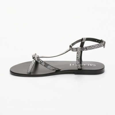 Sandales Benthe Black Python Calank pour femme 100% Cuir