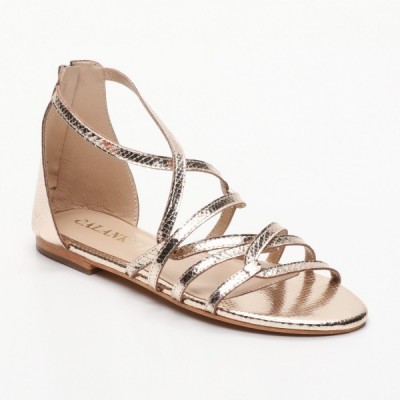 Sandales Nynke Gold Calank pour femme 100% Cuir