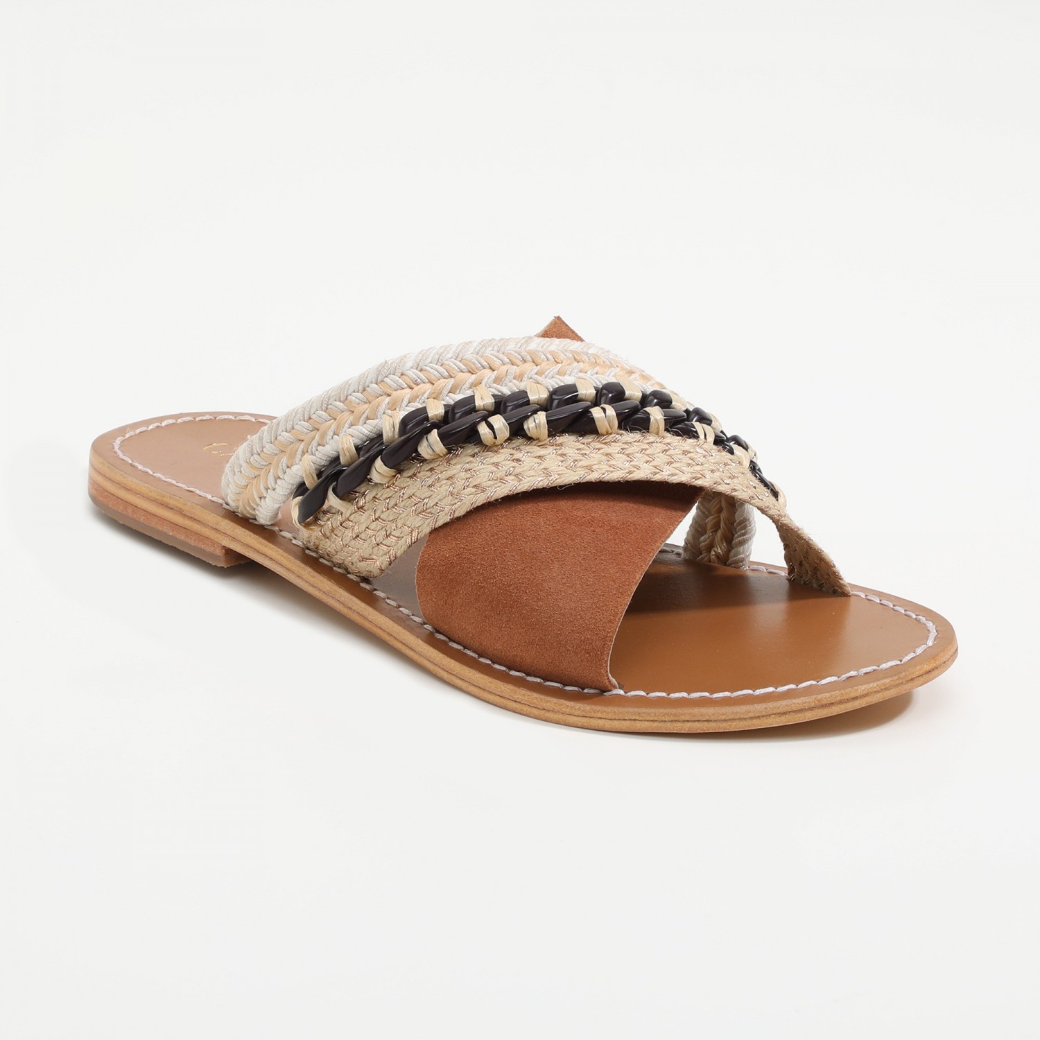 Sandales Vanja Camel  et  Beige Calank pour femme 100% Cuir