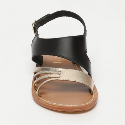 Sandales Ipiranga Black  et  Gold Calank pour femme 100% Cuir