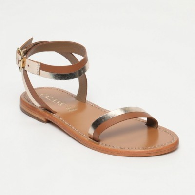 Sandales Cosa Camel et Gold Calank pour femme 100% Cuir