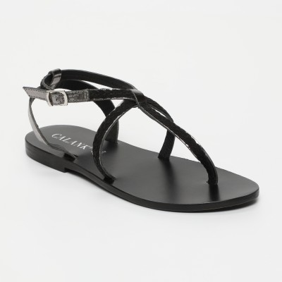 Sandales Lebai Pewter Croco + Black